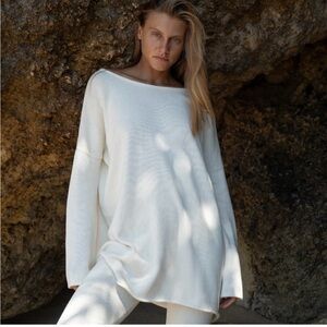 Elegant Off-the-Shoulder White Sweater